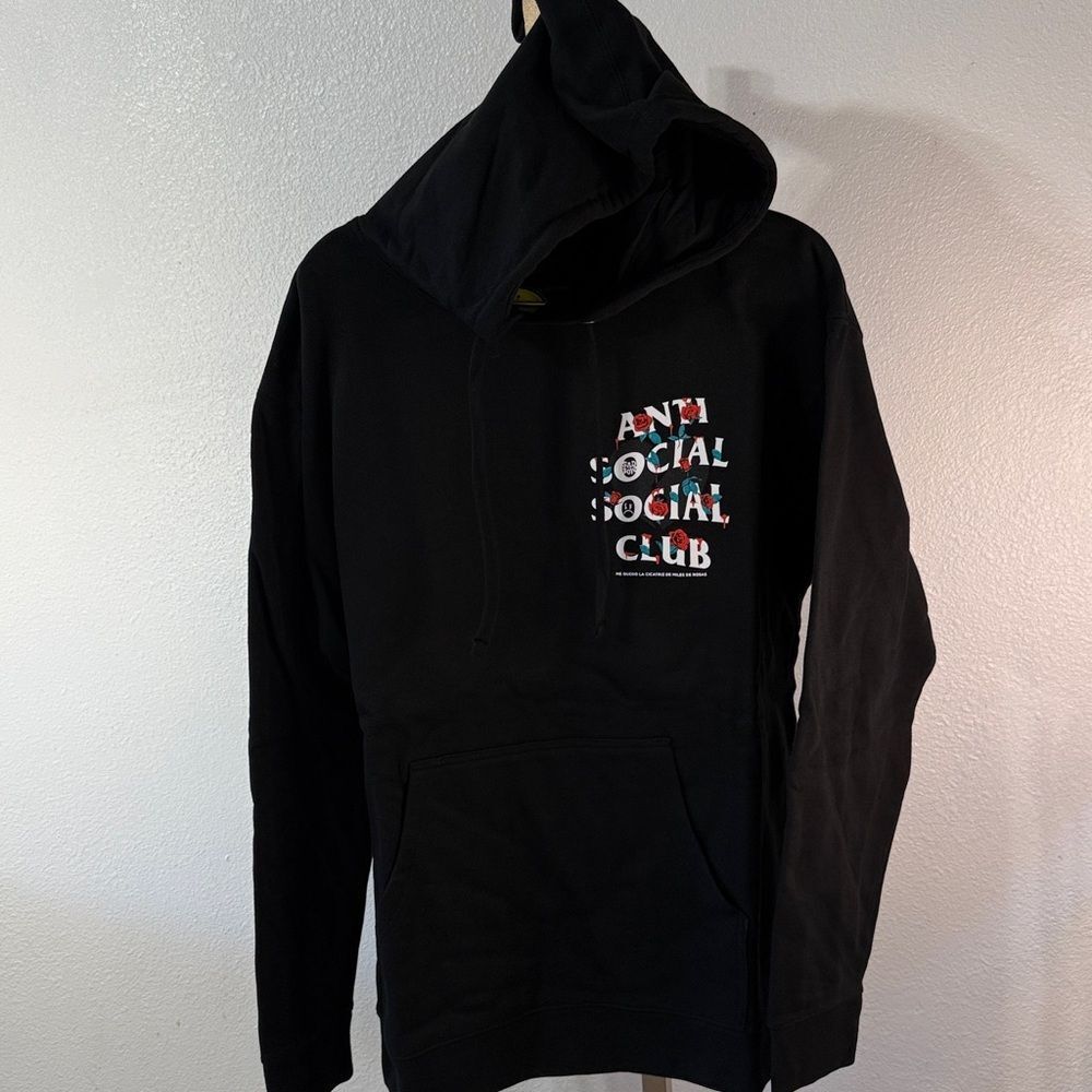Anti Social Social Club x Sad boys - Black Hoodie with red roses white Text